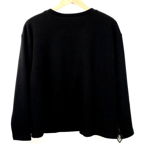 Women Jennie Marlis Black Top Blouse M Zip Ruffle Boxy Career Going Out NEW - Picture 7 of 9